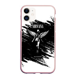 Чехол iPhone 11 матовый NIRVANA in utero НИРВАНА брызги краски, цвет: 3D-светло-розовый