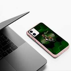 Чехол iPhone 11 матовый Велосипедист sport, цвет: 3D-светло-розовый — фото 2