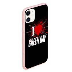 Чехол iPhone 11 матовый Green Day Сердце, цвет: 3D-светло-розовый — фото 2