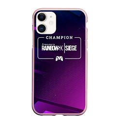 Чехол iPhone 11 матовый Rainbow Six Gaming Champion: рамка с лого и джойст, цвет: 3D-светло-розовый