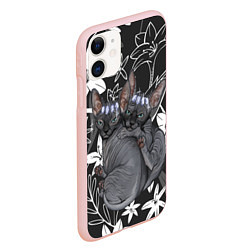Чехол iPhone 11 матовый Милые сфинксы, цвет: 3D-светло-розовый — фото 2