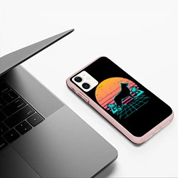 Чехол iPhone 11 матовый Ретро Волк, цвет: 3D-светло-розовый — фото 2