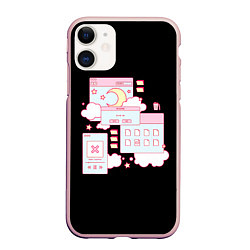 Чехол iPhone 11 матовый Ретро Браузер Кавай, цвет: 3D-светло-розовый