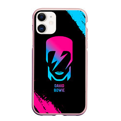Чехол iPhone 11 матовый David Bowie - neon gradient, цвет: 3D-светло-розовый