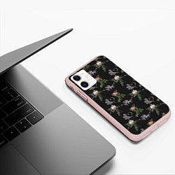 Чехол iPhone 11 матовый Дизайн из роз, цвет: 3D-светло-розовый — фото 2