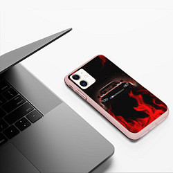 Чехол iPhone 11 матовый Огненная БМВ перформанс, цвет: 3D-светло-розовый — фото 2