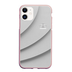 Чехол iPhone 11 матовый Daewoo - серая абстракция, цвет: 3D-светло-розовый