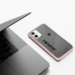 Чехол iPhone 11 матовый Suzuki - серая абстракция, цвет: 3D-светло-розовый — фото 2