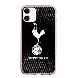 Чехол iPhone 11 матовый Tottenham с потертостями на темном фоне, цвет: 3D-светло-розовый