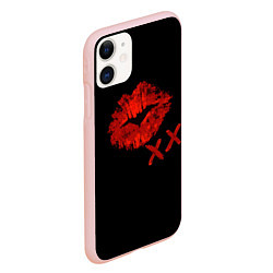 Чехол iPhone 11 матовый След губной помады, цвет: 3D-светло-розовый — фото 2