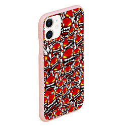 Чехол iPhone 11 матовый Геометри Даш демоны паттерн, цвет: 3D-светло-розовый — фото 2