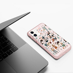 Чехол iPhone 11 матовый Гармония материнства - паттерн, цвет: 3D-светло-розовый — фото 2