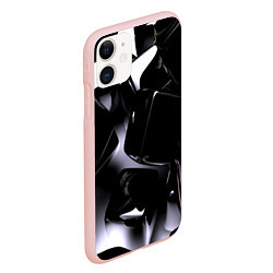 Чехол iPhone 11 матовый Хромированные кубы, цвет: 3D-светло-розовый — фото 2