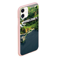 Чехол iPhone 11 матовый Minecraft Location, цвет: 3D-светло-розовый — фото 2