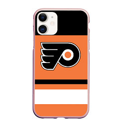 Чехол iPhone 11 матовый Philadelphia Flyers, цвет: 3D-светло-розовый