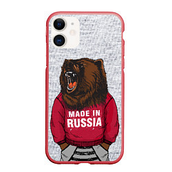 Чехол iPhone 11 матовый Made in Russia, цвет: 3D-красный