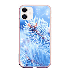 Чехол iPhone 11 матовый Снежные иголки, цвет: 3D-светло-розовый