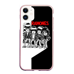 Чехол iPhone 11 матовый Ramones Boys, цвет: 3D-светло-розовый
