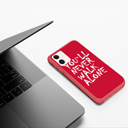 Чехол iPhone 11 матовый You'll never walk alone цвета 3D-красный — фото 2