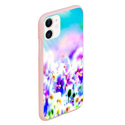 Чехол iPhone 11 матовый Цветочное поле, цвет: 3D-светло-розовый — фото 2