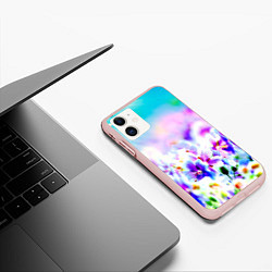 Чехол iPhone 11 матовый Цветочное поле, цвет: 3D-светло-розовый — фото 2