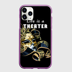 Чехол iPhone 11 Pro матовый Жизнь - это театр, цвет: 3D-фиолетовый