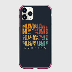 Чехол iPhone 11 Pro матовый Hawaii Surfing, цвет: 3D-малиновый