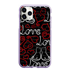 Чехол iPhone 11 Pro матовый Meow Love, цвет: 3D-светло-сиреневый