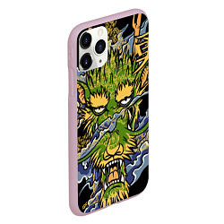 Чехол iPhone 11 Pro матовый Зеленый дракон, цвет: 3D-розовый — фото 2
