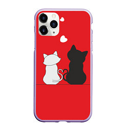 Чехол iPhone 11 Pro матовый Cat Love, цвет: 3D-светло-сиреневый