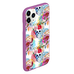 Чехол iPhone 11 Pro матовый Цветы и бабочки 5, цвет: 3D-фиолетовый — фото 2