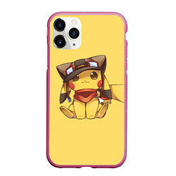 Чехол iPhone 11 Pro матовый Pikachu, цвет: 3D-малиновый