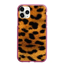 Чехол iPhone 11 Pro матовый Шкура леопарда, цвет: 3D-малиновый
