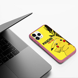 Чехол iPhone 11 Pro матовый Pikachu Pika Pika, цвет: 3D-малиновый — фото 2