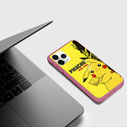 Чехол iPhone 11 Pro матовый Pikachu Pika Pika, цвет: 3D-малиновый — фото 2