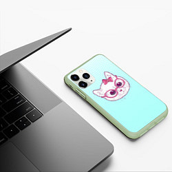 Чехол iPhone 11 Pro матовый Умная кошка, цвет: 3D-салатовый — фото 2