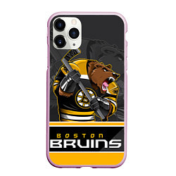 Чехол iPhone 11 Pro матовый Boston Bruins, цвет: 3D-розовый
