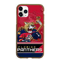 Чехол iPhone 11 Pro матовый Florida Panthers, цвет: 3D-коричневый