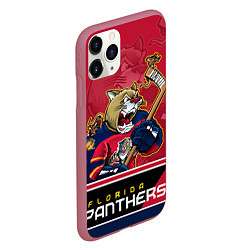 Чехол iPhone 11 Pro матовый Florida Panthers, цвет: 3D-малиновый — фото 2