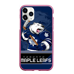 Чехол iPhone 11 Pro матовый Toronto Maple Leafs, цвет: 3D-малиновый