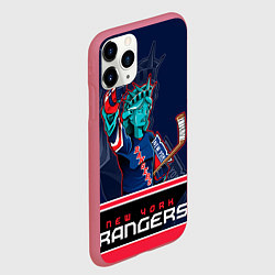 Чехол iPhone 11 Pro матовый New York Rangers, цвет: 3D-малиновый — фото 2
