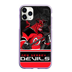 Чехол iPhone 11 Pro матовый New Jersey Devils, цвет: 3D-светло-сиреневый