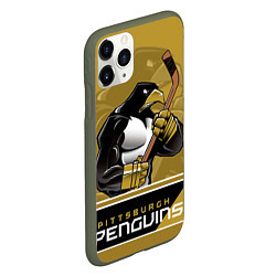 Чехол iPhone 11 Pro матовый Pittsburgh Penguins, цвет: 3D-темно-зеленый — фото 2