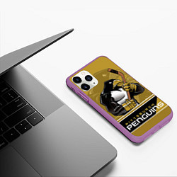 Чехол iPhone 11 Pro матовый Pittsburgh Penguins, цвет: 3D-фиолетовый — фото 2