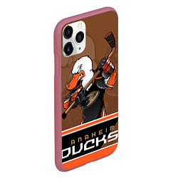 Чехол iPhone 11 Pro матовый Anaheim Ducks, цвет: 3D-малиновый — фото 2