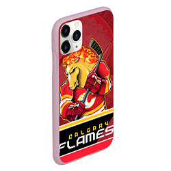 Чехол iPhone 11 Pro матовый Calgary Flames, цвет: 3D-розовый — фото 2