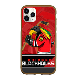 Чехол iPhone 11 Pro матовый Chicago Blackhawks, цвет: 3D-коричневый