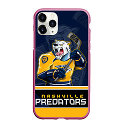 Чехол iPhone 11 Pro матовый Nashville Predators, цвет: 3D-малиновый
