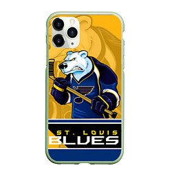 Чехол iPhone 11 Pro матовый St. Louis Blues, цвет: 3D-салатовый