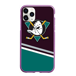 Чехол iPhone 11 Pro матовый Anaheim Ducks, цвет: 3D-фиолетовый